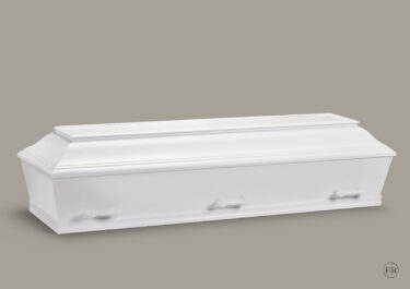 Hvid jordbegravelses kiste uden kors